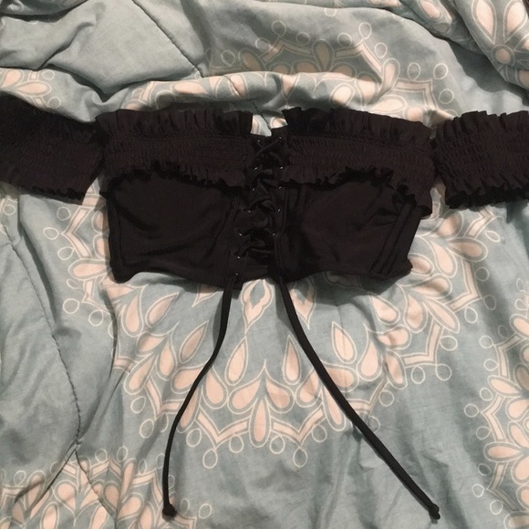 Black cross cross tube top bikini top - Picture 2 of 4